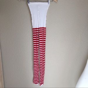 Red White Candy Striped Pantyhose Stockings for Ugly Christmas Costume